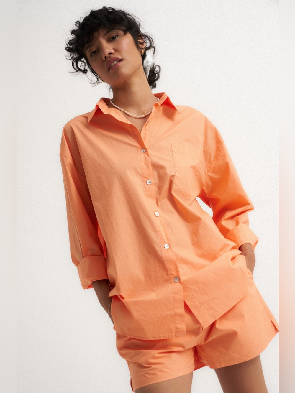 CRESCENT Cotton Poplin Button Up